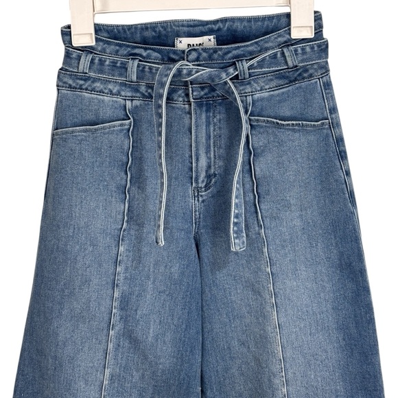 PAIGE Wide Leg Frankie Inset Belted Cropped Blue Bristol Jeans Women’s size 25 - Picture 3 of 14